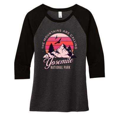 Yosemite National Park Camping Hiking Family Vacation Women's Tri-Blend 3/4-Sleeve Raglan Shirt