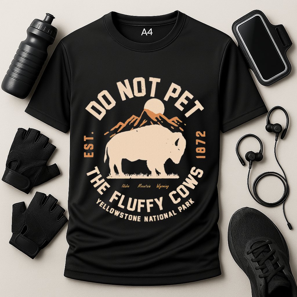 Yellowstone National Park Do Not Pet The Fluffy Cows Cooling Performance Crew T-Shirt