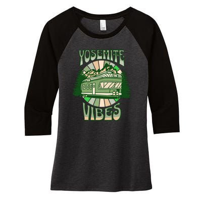 Yosemite National Park Camping Hiking Family Vacation Women's Tri-Blend 3/4-Sleeve Raglan Shirt