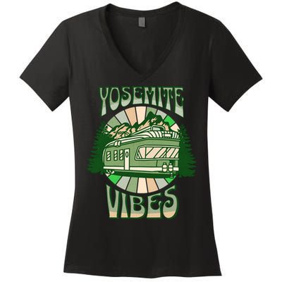 Yosemite National Park Camping Hiking Family Vacation Women's V-Neck T-Shirt