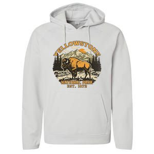 Yellowstone National Park Bison Buffalo Fluffy Cow Performance Fleece Hoodie