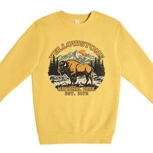 Yellowstone National Park Bison Buffalo Fluffy Cow Premium Crewneck Sweatshirt