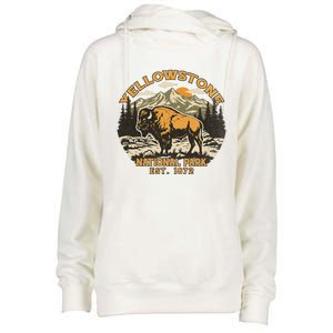 Yellowstone National Park Bison Buffalo Fluffy Cow Womens Funnel Neck Pullover Hood