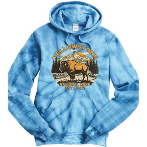 Yellowstone National Park Bison Buffalo Fluffy Cow Tie Dye Hoodie