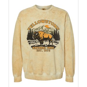 Yellowstone National Park Bison Buffalo Fluffy Cow Colorblast Crewneck Sweatshirt