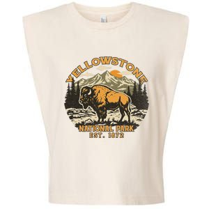 Yellowstone National Park Bison Buffalo Fluffy Cow Garment-Dyed Women's Muscle Tee