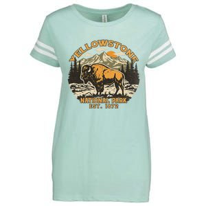 Yellowstone National Park Bison Buffalo Fluffy Cow Enza Ladies Jersey Football T-Shirt