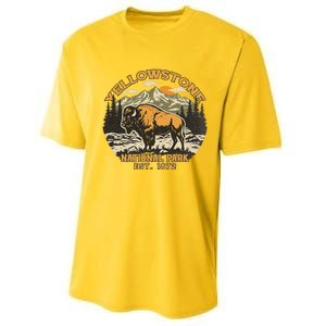 Yellowstone National Park Bison Buffalo Fluffy Cow Performance Sprint T-Shirt