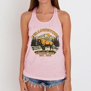 Yellowstone National Park Bison Buffalo Fluffy Cow Women's Knotted Racerback Tank