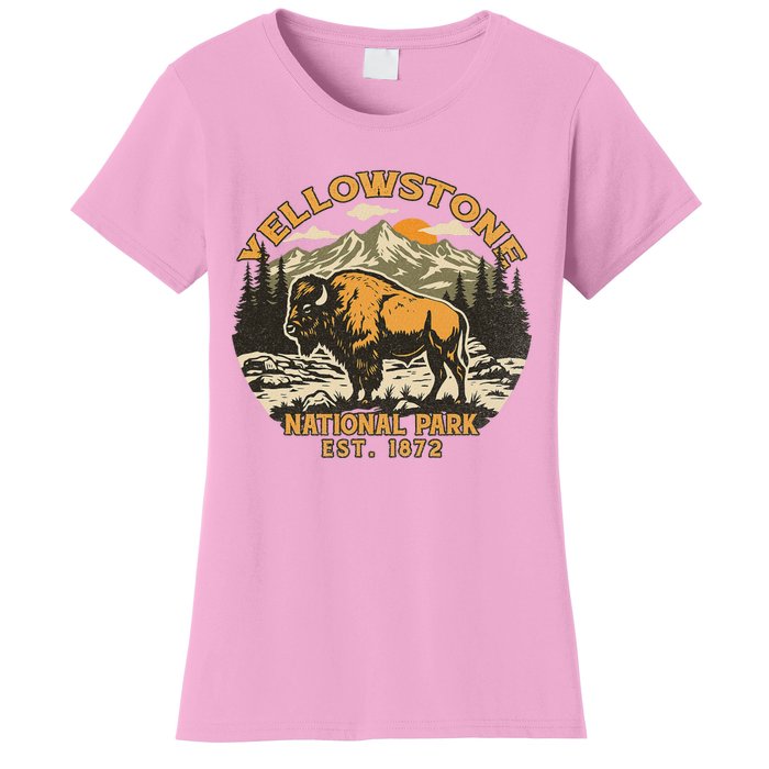 Yellowstone National Park Bison Buffalo Fluffy Cow Women's T-Shirt