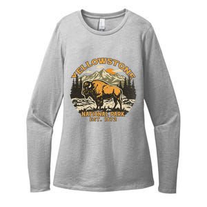 Yellowstone National Park Bison Buffalo Fluffy Cow Womens CVC Long Sleeve Shirt