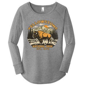 Yellowstone National Park Bison Buffalo Fluffy Cow Women's Perfect Tri Tunic Long Sleeve Shirt