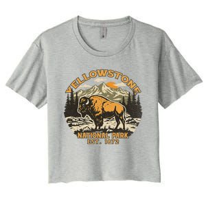 Yellowstone National Park Bison Buffalo Fluffy Cow Women's Crop Top Tee