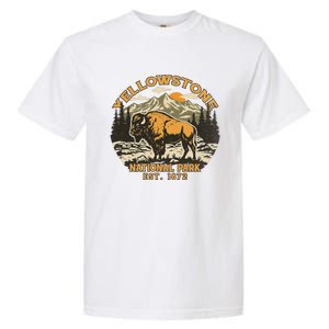 Yellowstone National Park Bison Buffalo Fluffy Cow Garment-Dyed Heavyweight T-Shirt