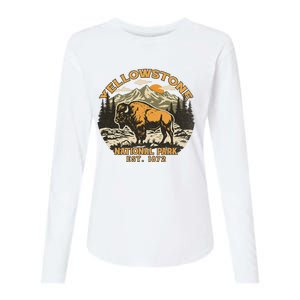 Yellowstone National Park Bison Buffalo Fluffy Cow Womens Cotton Relaxed Long Sleeve T-Shirt