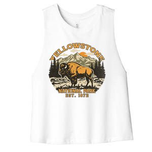 Yellowstone National Park Bison Buffalo Fluffy Cow Women's Racerback Cropped Tank