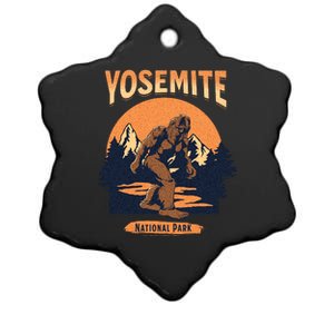 Yosemite National Park Bigfoot Camping Hiking Family Vacation Ceramic Star Ornament