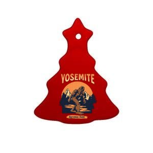 Yosemite National Park Bigfoot Camping Hiking Family Vacation Ceramic Tree Ornament