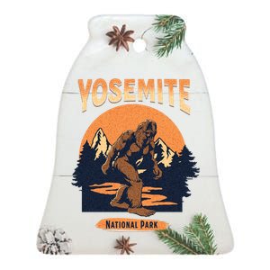 Yosemite National Park Bigfoot Camping Hiking Family Vacation Ceramic Bell Ornament