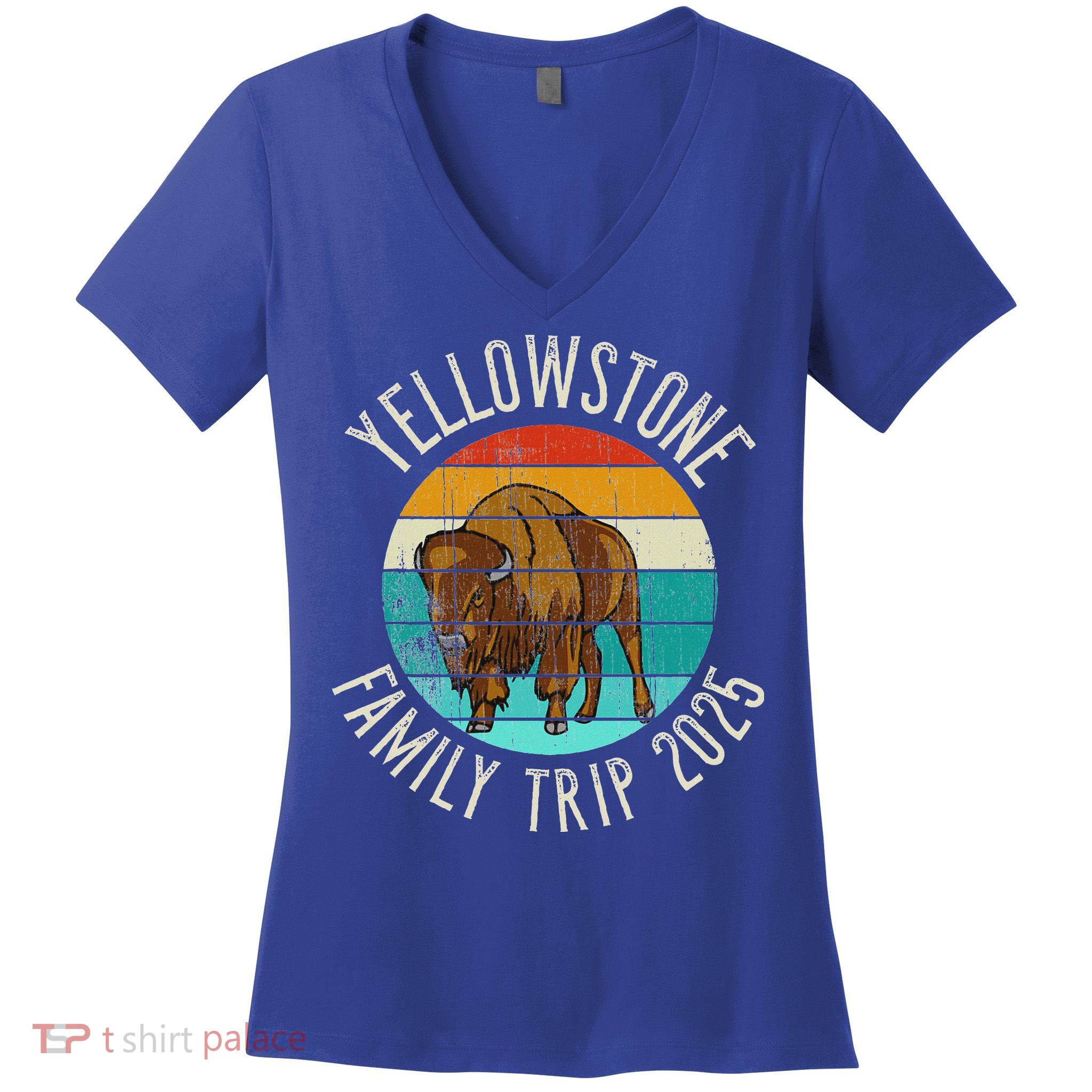 Yellowstone National Park Family Trip 2025 Women's V-Neck T-Shirt