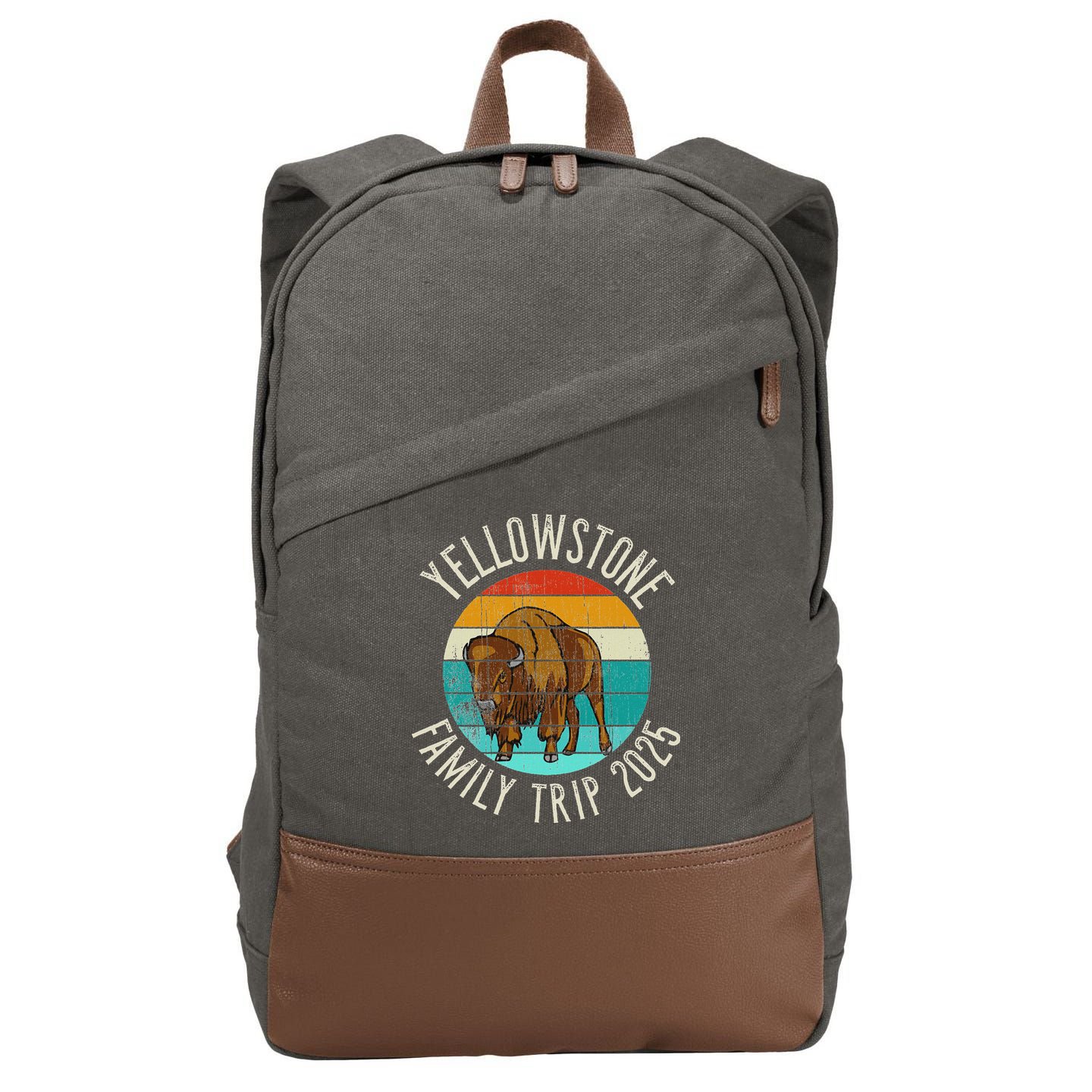 Yellowstone National Park Family Trip 2025 Cotton Canvas Backpack