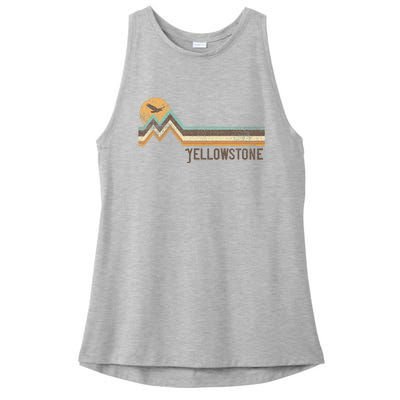 Yellowstone National Park 70s 80s Retro Vintage Distressed Ladies PosiCharge Tri-Blend Wicking Tank