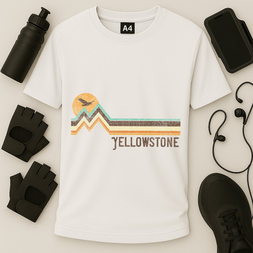 Yellowstone National Park 70s 80s Retro Vintage Distressed Cooling Performance Crew T-Shirt