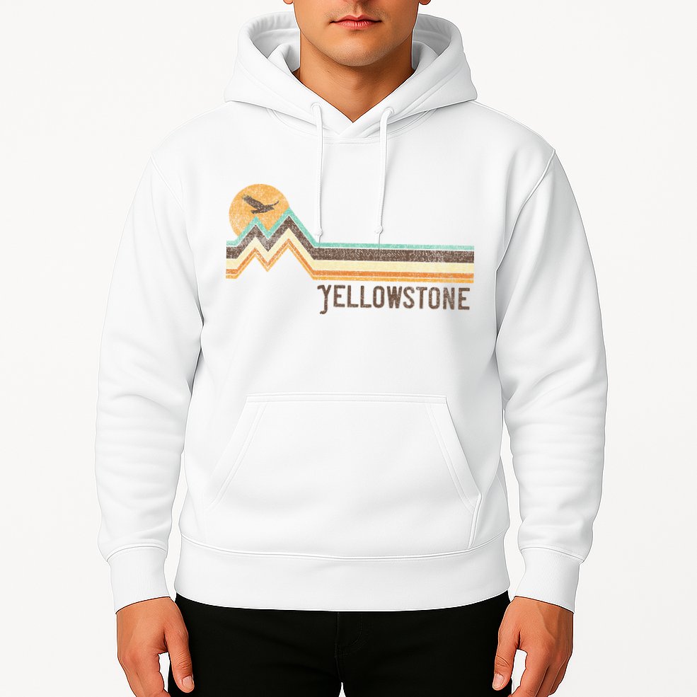 Yellowstone National Park 70s 80s Retro Vintage Distressed Hoodie