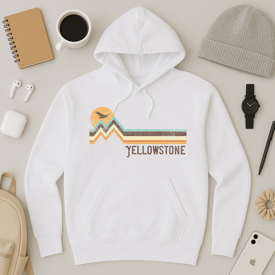 Yellowstone National Park 70s 80s Retro Vintage Distressed Hoodie