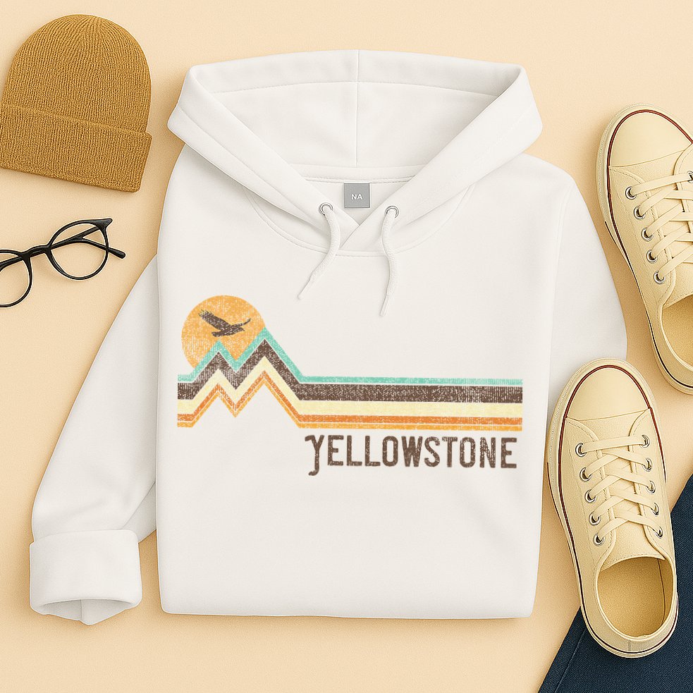 Yellowstone National Park 70s 80s Retro Vintage Distressed Hoodie