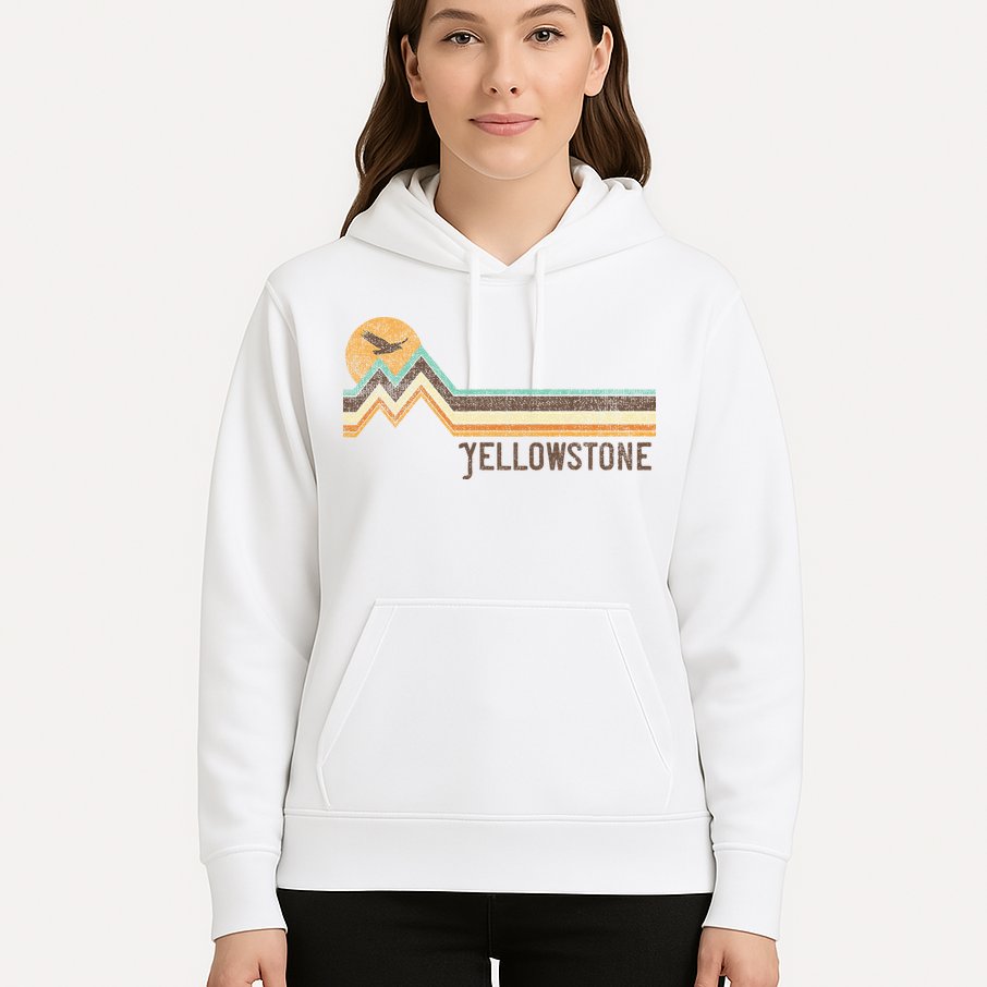 Yellowstone National Park 70s 80s Retro Vintage Distressed Hoodie