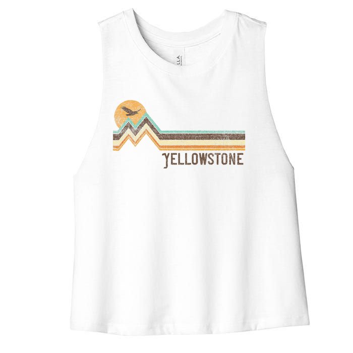 Yellowstone National Park 70s 80s Retro Vintage Distressed Women's Racerback Cropped Tank