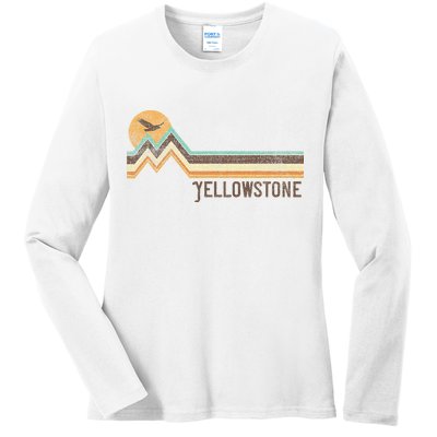 Yellowstone National Park 70s 80s Retro Vintage Distressed Ladies Long Sleeve Shirt