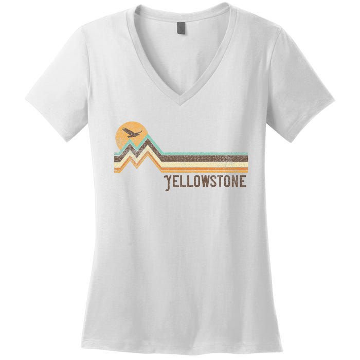 Yellowstone National Park 70s 80s Retro Vintage Distressed Women's V-Neck T-Shirt