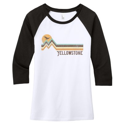 Yellowstone National Park 70s 80s Retro Vintage Distressed Women's Tri-Blend 3/4-Sleeve Raglan Shirt