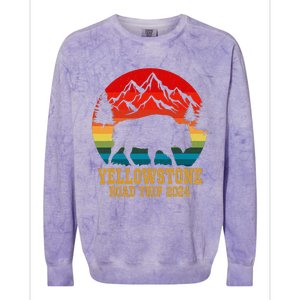 Yellowstone National Park Family Road Trip 2024 Matching Colorblast Crewneck Sweatshirt