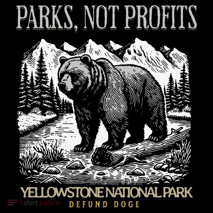 Yellowstone National Park Save Our Parks Not Profits Alt US Drawstring Bag