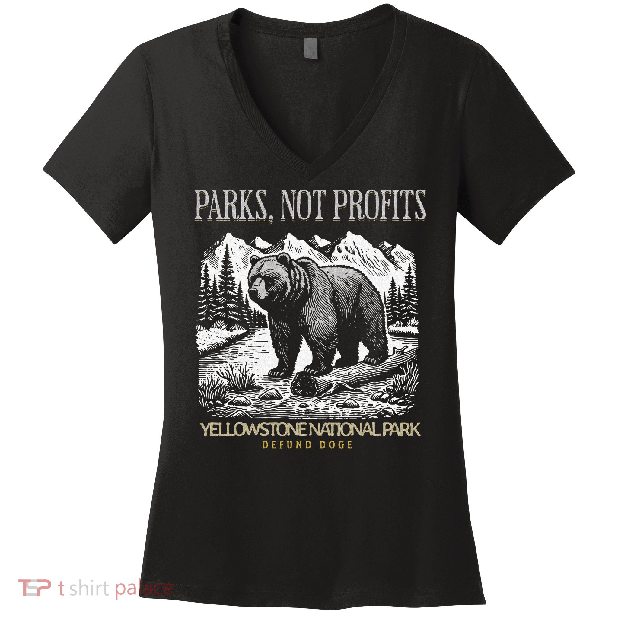 Yellowstone National Park Save Our Parks Not Profits Alt US Women's V-Neck T-Shirt