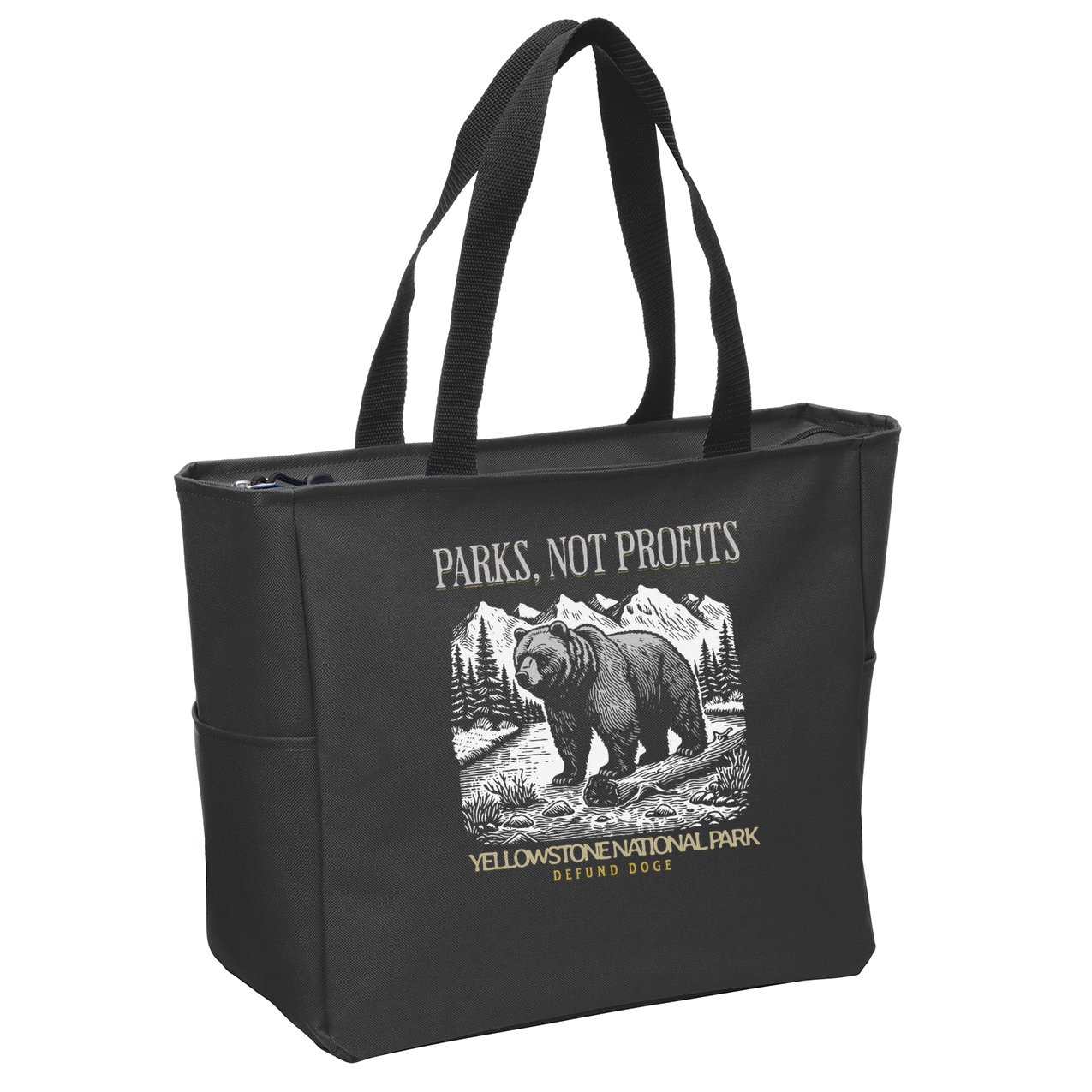 Yellowstone National Park Save Our Parks Not Profits Alt US Zip Tote Bag