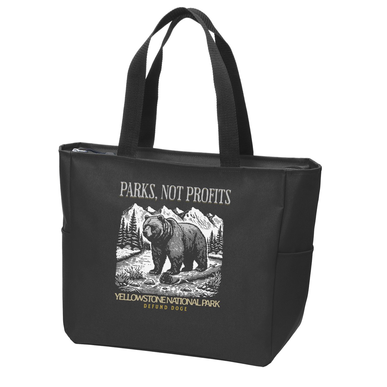 Yellowstone National Park Save Our Parks Not Profits Alt US Zip Tote Bag