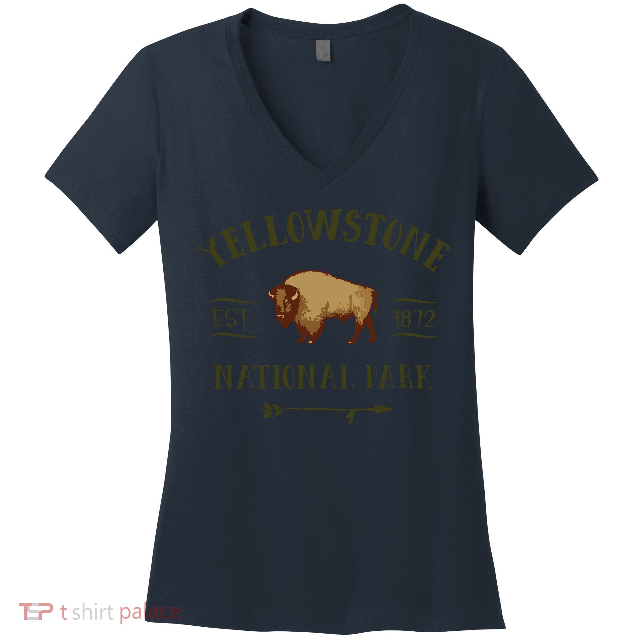 YELLOWSTONE NATIONAL PARK Bison Buffalo Men Women Souvenir Women's V-Neck T-Shirt
