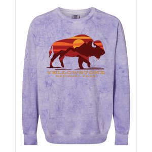 Yellowstone National Park Wyoming Buffalo Bison Sunset Colorblast Crewneck Sweatshirt