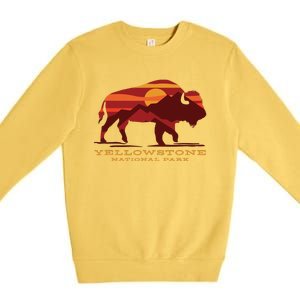 Yellowstone National Park Wyoming Buffalo Bison Sunset Premium Crewneck Sweatshirt