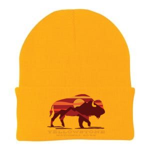 Yellowstone National Park Wyoming Buffalo Bison Sunset Knit Cap Winter Beanie