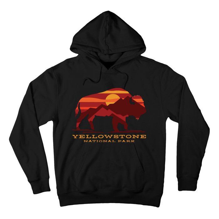 Yellowstone National Park Wyoming Buffalo Bison Sunset Hoodie