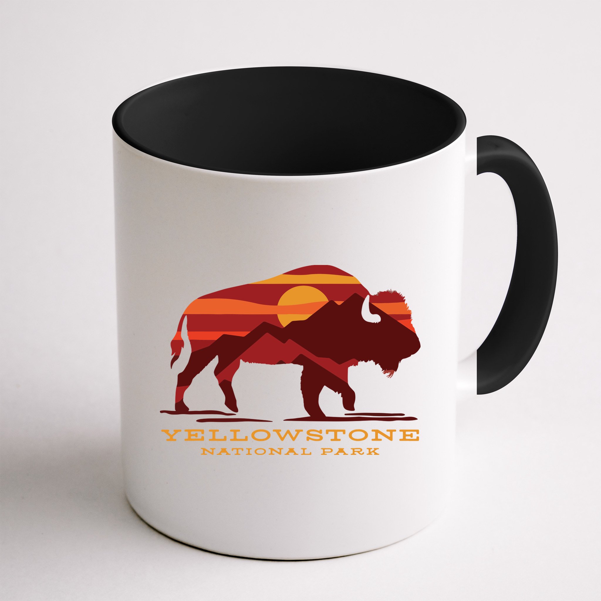 Yellowstone National Park Wyoming Buffalo Bison Sunset Mug