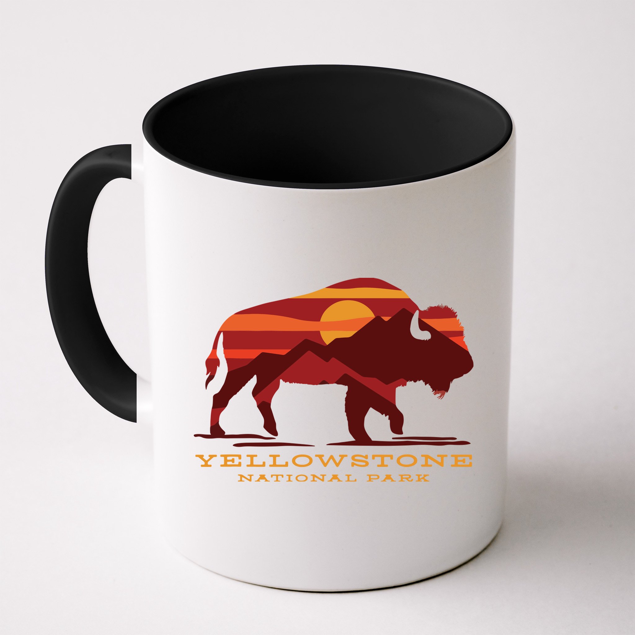 Yellowstone National Park Wyoming Buffalo Bison Sunset Mug