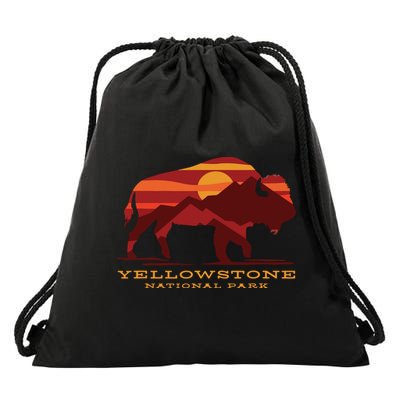 Yellowstone National Park Wyoming Buffalo Bison Sunset Drawstring Bag