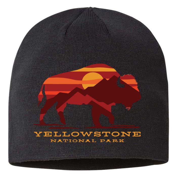 Yellowstone National Park Wyoming Buffalo Bison Sunset Sustainable Beanie