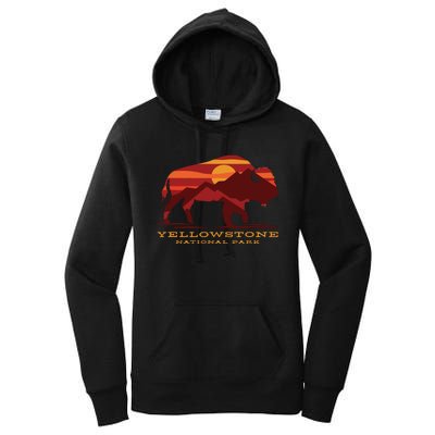 Yellowstone National Park Wyoming Buffalo Bison Sunset Women's Pullover Hoodie